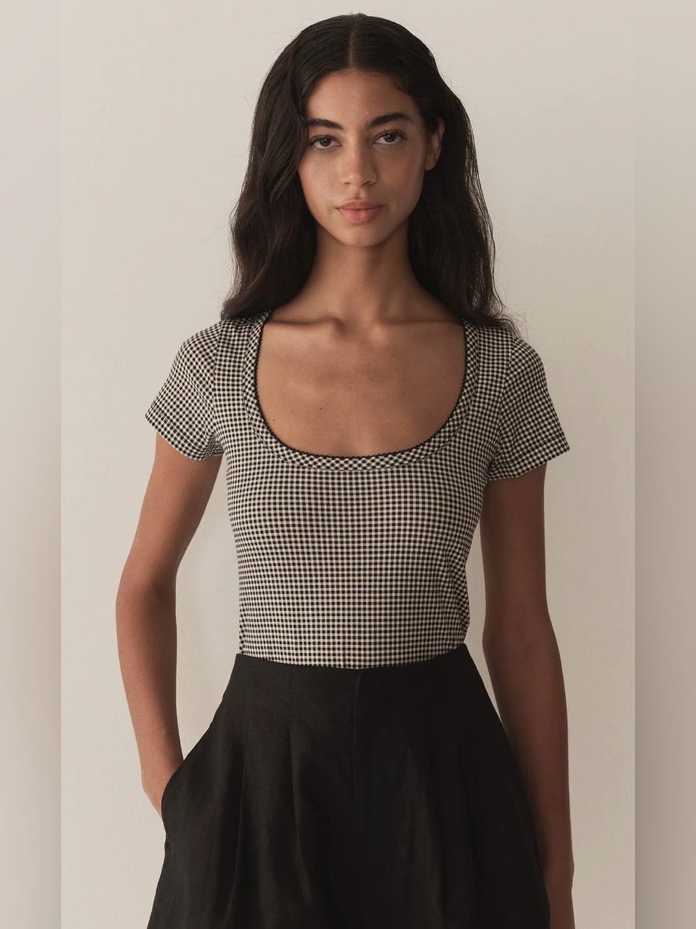 DOEN Brigitte Tee in Noir Maddalena Gingham